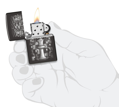 Зажигалка ZIPPO Chess Design с покрытием High Polish Black, латунь/сталь, черная, 38x13x57 мм Зажигалка ZIPPO Chess Design с покрытием High Polish Black, латунь/сталь, черная, 38x13x57 мм