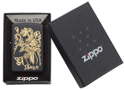 Зажигалка ZIPPO Skull Design 29632_DBL4904 с покрытием Black Matte, латунь/сталь, черная, 38x13x57 мм