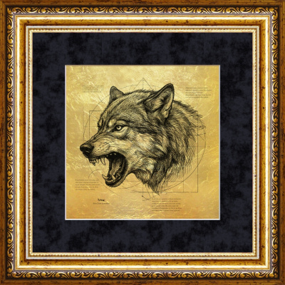 Картина на сусальном золоте «Волк»