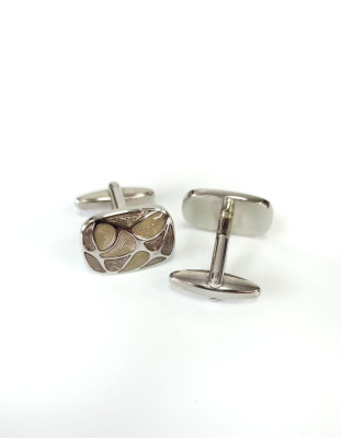 Запонки Cufflinks Inc. Прямоугольник с бежевой эмалью CF45
