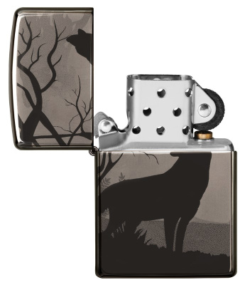 Зажигалка ZIPPO Classic с покрытием Black Ice®, латунь/сталь, чёрная, глянцевая, 38x13x57 мм