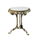 Круглый столик с мраморной столешницей (малый), золото
