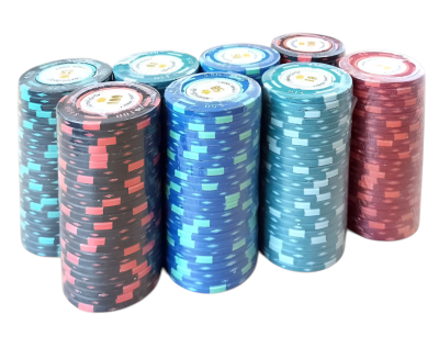 Фишки для покера Monte Carlo номинал 5, 10, 25, 50 и 100 (25 шт.)