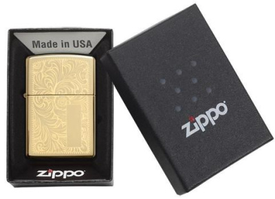 Зажигалка ZIPPO Venetian® с покрытием High Polish Brass, латунь/сталь, золотистая, 38x13x57 мм Зажигалка ZIPPO Venetian® с покрытием High Polish Brass, латунь/сталь, золотистая, 38x13x57 мм