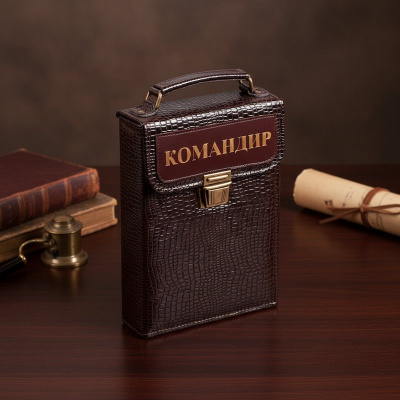 Набор в сумке-планшете из натуральной кожи «Командир» (2 персоны) (роспись)