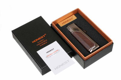 Зажигалка сигарная Honest, тройное пламя, с пробойником, черная