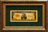 Картина на сусальном золоте банкнота-сертификат «Сто тысяч долларов США»