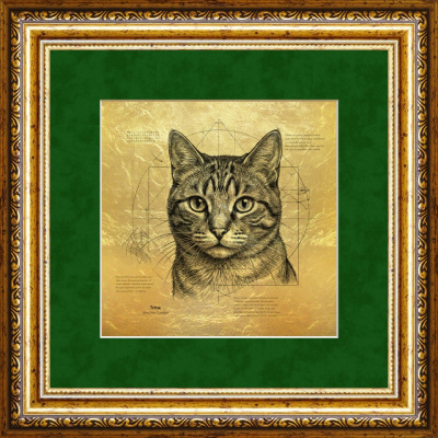 Картина на сусальном золоте «Кошка»