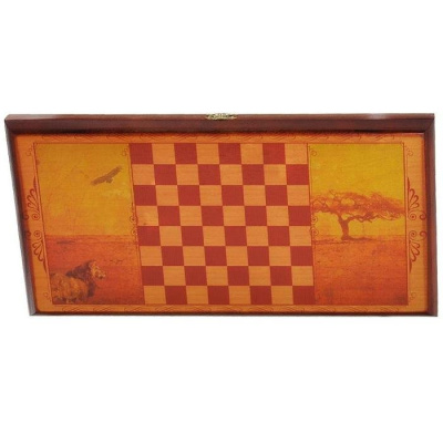 Нарды в деревянной коробке "Лев", средние Нарды в деревянной коробке "Лев", средние