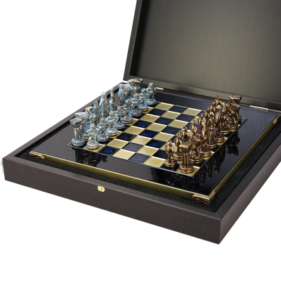 Шахматный набор "Древняя Спарта" (28x28 см), доска синяя