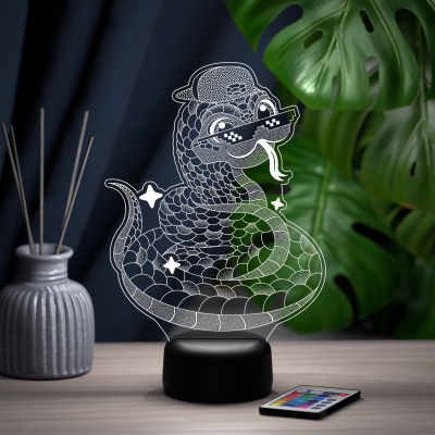 3D ночник Змейка в очках