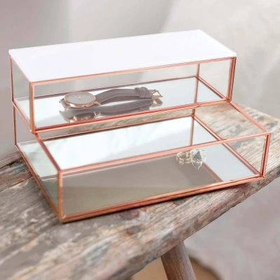 Лоток стеклянный LC Designs для хранения украшений арт.73869, розовое золото