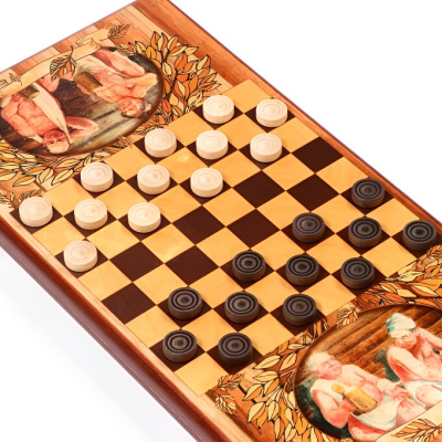 Нарды в деревянной коробке "В бане генералов нет", большие Нарды в деревянной коробке "В бане генералов нет", большие