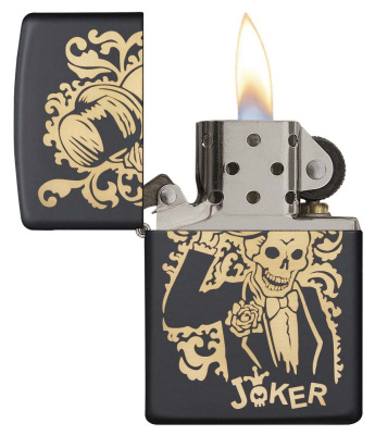 Зажигалка ZIPPO Skull Design 29632_DBL4904 с покрытием Black Matte, латунь/сталь, черная, 38x13x57 мм
