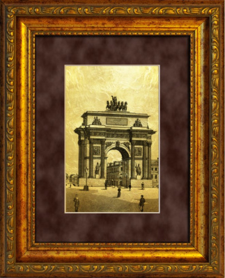 Картина на сусальном золоте «Триумфальная арка в Москве»