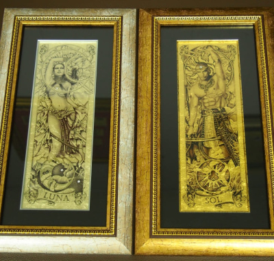 Картина "Солнце"  на сусальном золоте с кристаллами Сваровски (Swarovski)