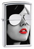 Зажигалка ZIPPO Gold Design с покрытием High Polish Chrome, латунь/сталь, серебристая, 38x13x57 мм