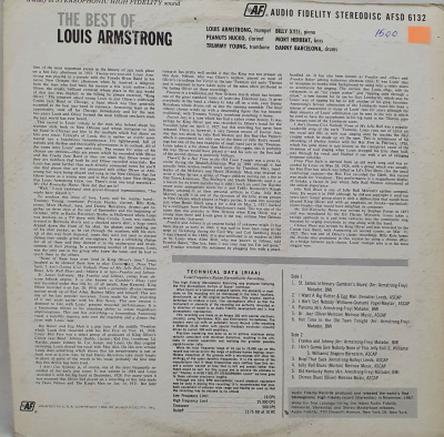 Виниловая пластинка Луис Армстронг, LOUIS ARMSTRONG, The Best of Louis Armstrong, бу