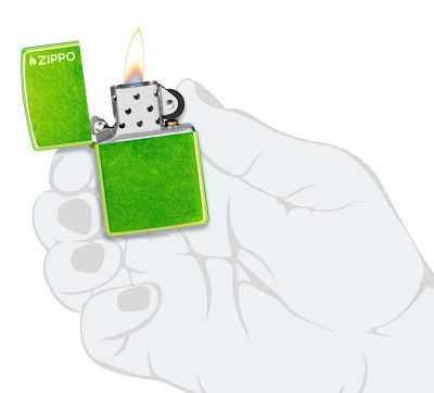 Зажигалка ZIPPO Logo с покрытием Lurid™, латунь/сталь, зеленая, глянцевая, 38x13x57 мм (без бензина)