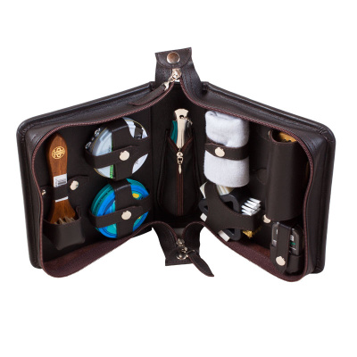 Несессер дорожный для ухода за обувью в сумке из натуральной кожи, арт.216КК1