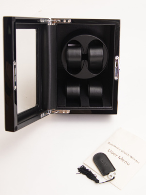 Шкатулка LuxeWood для подзавода 2-х и хранения 2-х часов арт.LWS220-11-9, черная