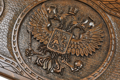 Нарды резные "Герб РФ 3" с бронзой 60, Haleyan