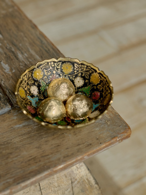 Конфетница, латунь, цветная эмаль,  11 см