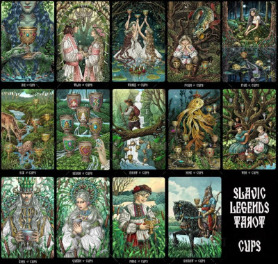 Карты Таро The Slavic Legends Tarot - LARGE Version 14cm, Taroteca / Славянские Легенды 14 см, золот