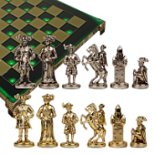 Шахматы бронзовые Рыцари Средневековья, зеленая