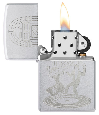 Зажигалка ZIPPO Vintage Dance с покрытием Satin Chrome, латунь/сталь, серебристая, 38x13x57 мм