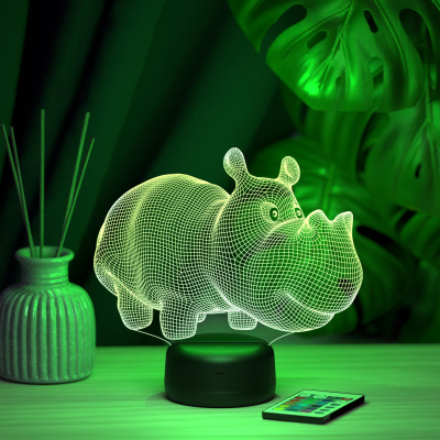 3D ночник Бегемотик