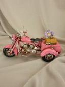 Модель мотоцикла с люлькой "Harley Davidson", розовый с цветами