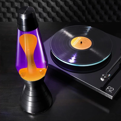 Лава-лампа Mathmos Astro Black Vinyl Розовая/Синяя (Воск)