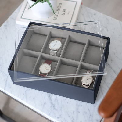 Лоток LC Designs для хранения 8-ми часов с крышкой арт.74560, серо-синяя Лоток LC Designs для хранения 8-ми часов с крышкой арт.74560, серо-синяя