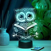3D ночник Сова с книгой