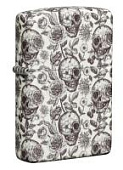 Зажигалка ZIPPO Skeleton с покрытием Glow in the Dark Green, латунь/сталь, серая, 38x13x57 мм