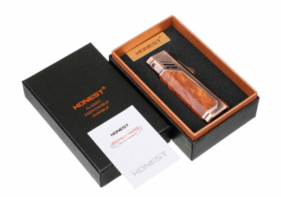 Зажигалка сигарная Honest, тройное пламя, с пробойником, бронза