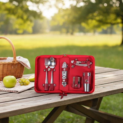 Набор дорожный "Попутчица" в сумке из ткани (2 персоны), арт.211ТТ2-КР