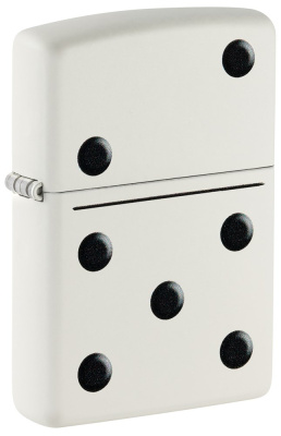 Зажигалка ZIPPO Domino Design с покрытием White Matte, латунь/сталь, белая, матовая, 38x13x57 мм (без бензина) Зажигалка ZIPPO Domino Design с покрытием White Matte, латунь/сталь, белая, матовая, 38x13x57 мм (без бензина)