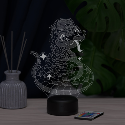 3D ночник Змейка в очках