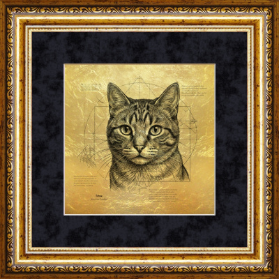 Картина на сусальном золоте «Кошка»
