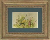 Картина на сусальном золоте «Птички в полевых цветах»