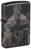 Зажигалка ZIPPO Skull King с покрытием High Polish Black, латунь/сталь, черная, глянцевая, 38x13x57 мм (без бензина)