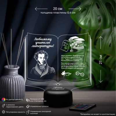 3D ночник Книга учителю литературы
