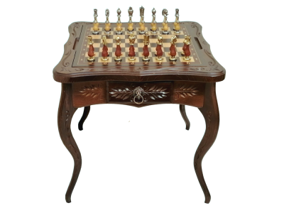 Шахматный-Ломберный стол резной узор, Italfama