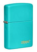Зажигалка ZIPPO Classic с покрытием Flat Turquoise, латунь/сталь, бирюзовая, глянцевая, 38x13x57 мм