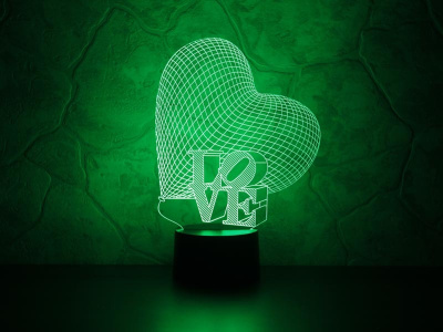 3D ночник Сердце LOVE