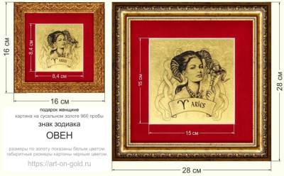 Картина на сусальном золоте «Знак Зодиака Овен»