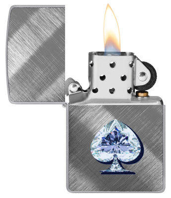Зажигалка ZIPPO Gleaming Spade Design с покрытием Diagonal Weave, латунь/сталь, серебристая, матовая, 38x13x57 мм (без бензина) Зажигалка ZIPPO Gleaming Spade Design с покрытием Diagonal Weave, латунь/сталь, серебристая, матовая, 38x13x57 мм (без бензина)