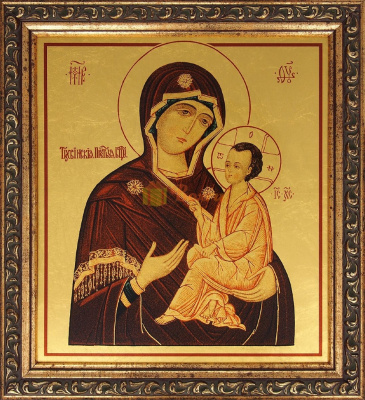 Тихвинская икона Божией Матери, сусальное золото